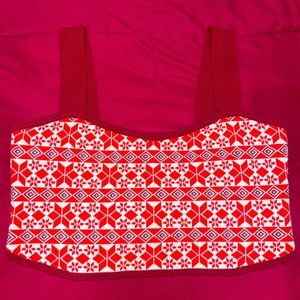 Free People Intimately Red Knit Holiday Pattern Crop Top